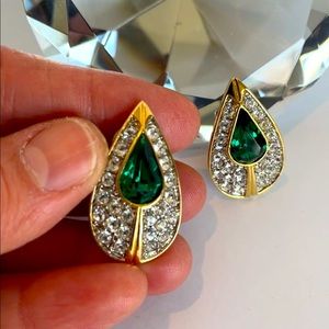 Earrings, Aquamarine gemstone and cubic zirconia